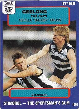 1990 AFL Scanlens Stimorol #17 Neville Bruns Front